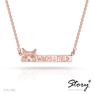 STORY故事銀飾-經典達洋貓系列-瓦奇菲爾德長牌純銀項鍊(玫瑰金)