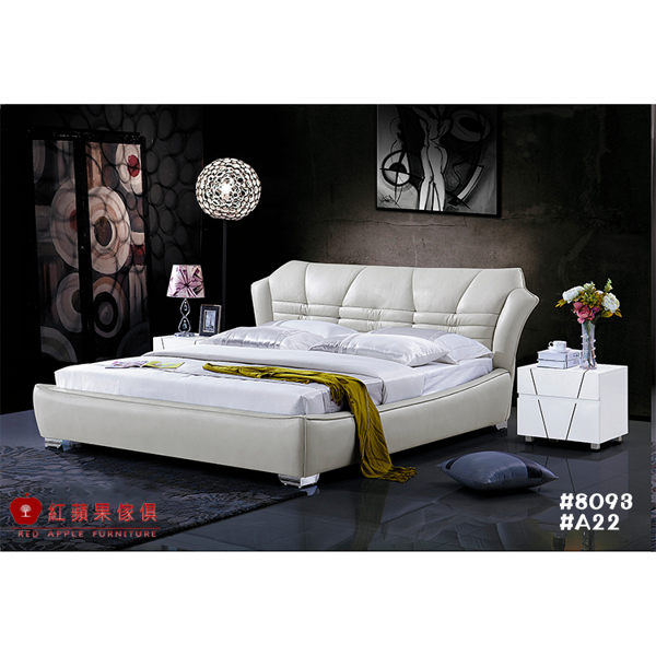 [紅蘋果傢俱] LW 8093 6尺真皮軟床 頭層皮床 皮藝床 皮床 雙人床 歐式床台 實木床