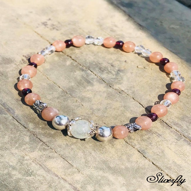 太陽石造型純銀彈性線手鍊《 SilverFly銀火蟲銀飾》