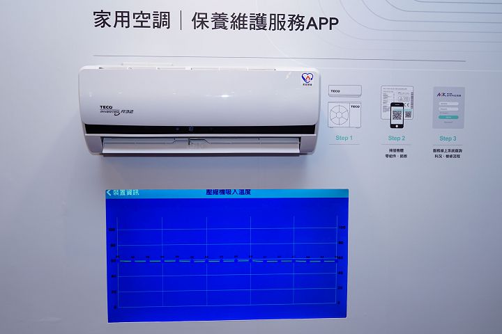 使用者在家透過 APP 掃描冷氣機體的 QR-Code，即可執行雲端檢測流程。