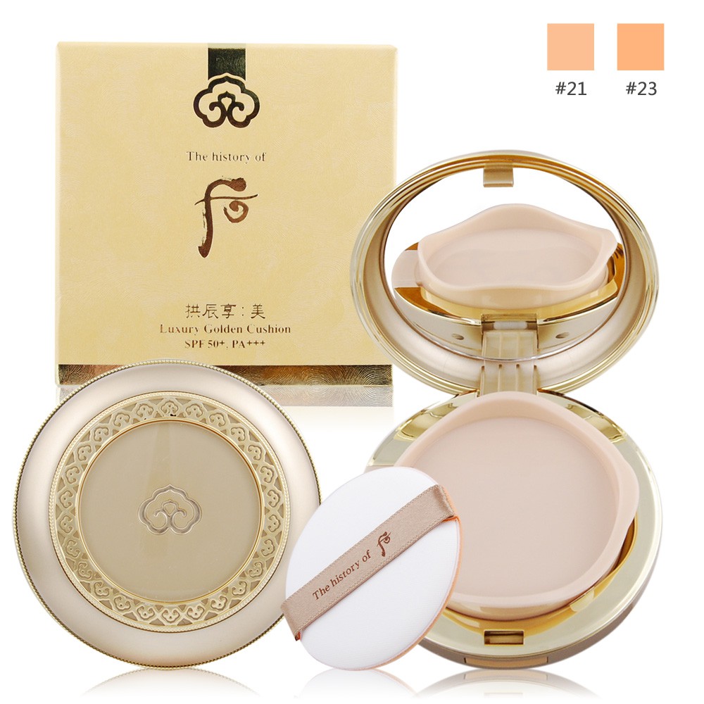 Whoo后 拱辰享金采緊顏CC氣墊粉底SPF50+/PA+++(15gx2)-多色可選【美麗購】