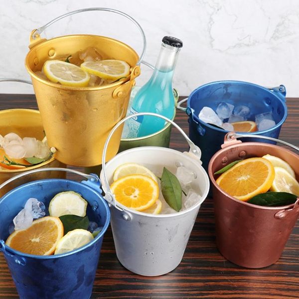 不銹鋼冰桶 創意小吃桶 鍍色酒桶 炸雞桶薯條桶 酒吧迷你冰桶 橙子