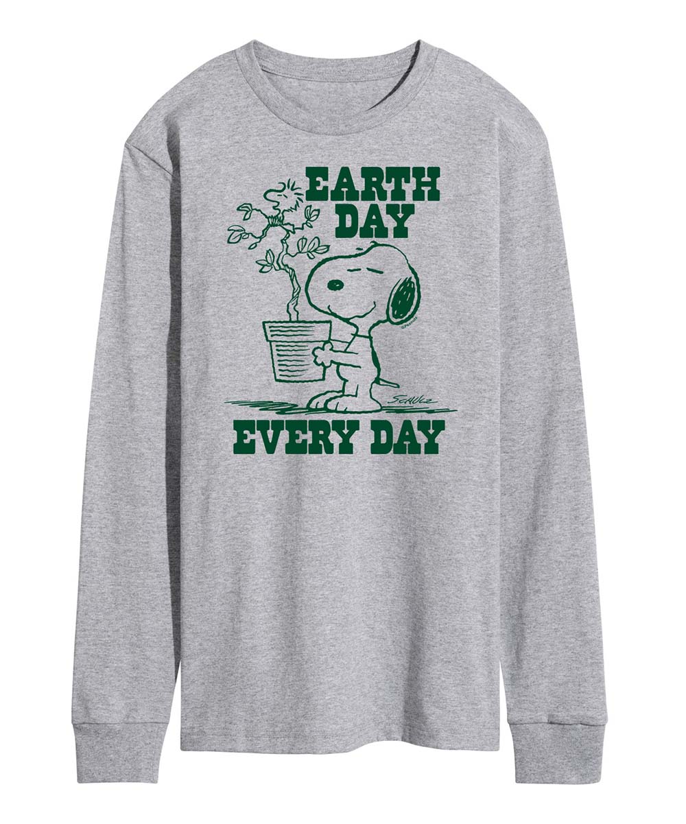 Hybrid Peanuts Tee Shirts ATHLETIC - Athletic Heather Peanuts 'Earth Day Every Day' Long-Sleeve Tee - Adult