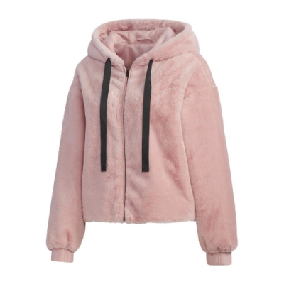 adidas 外套 Style Fur Jacket 明星款 女款 愛迪達 搖粒絨 毛毛 連帽外套 張鈞甯 粉 黑 GM1469