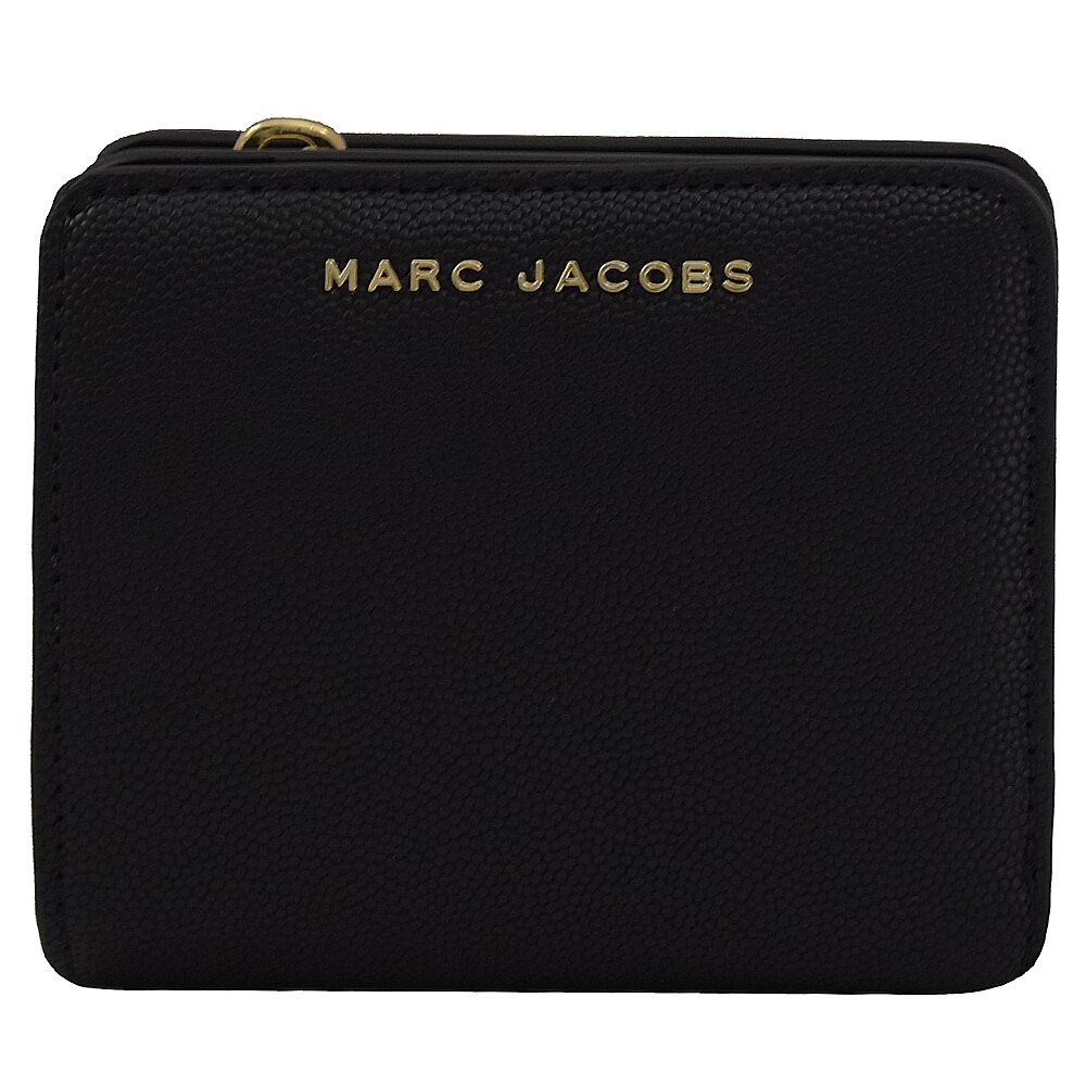 MARC JACOBS 馬克賈伯 專櫃商品 浮雕LOGO粒紋扣式短夾.黑