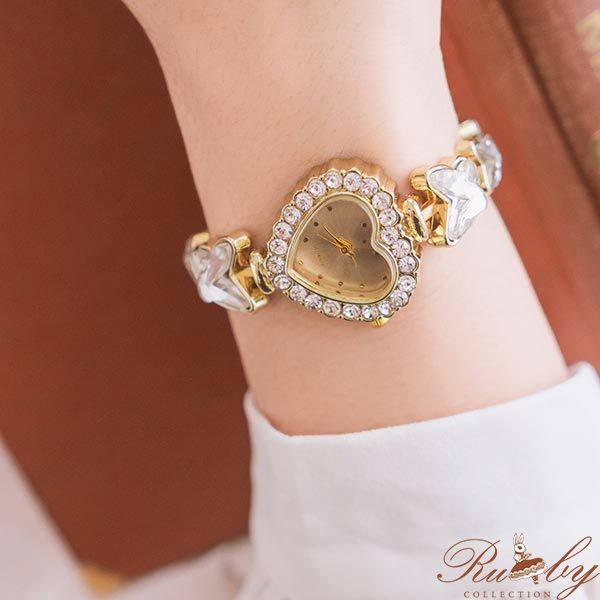 手錶 蝴蝶水鑽愛心造型手錶-Ruby s 露比午茶