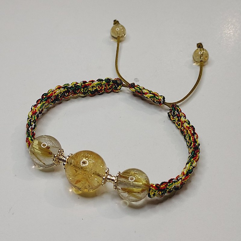 金髮晶 X 黃晶配五行手繩 - 招正偏財