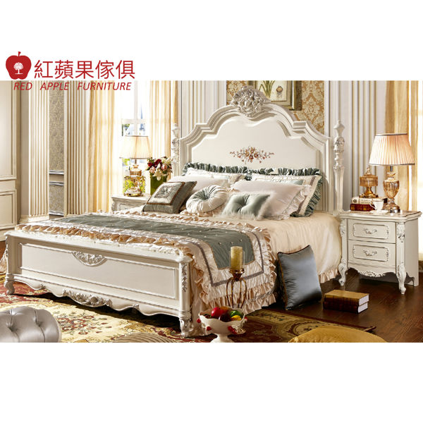 [紅蘋果傢俱] HXW 8833 法式6尺奢華雕花床 雙人床架 軟包床
