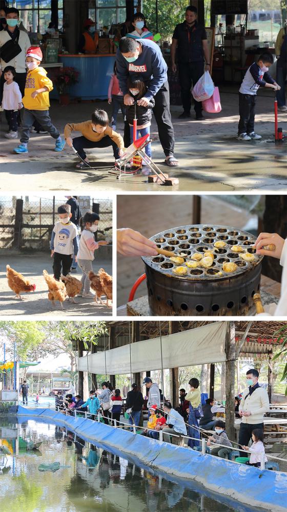 農春鎮生態教育農場有釣魚、餵食小動物、水火箭發射、香煎小雞蛋多項趣味體驗活動。(攝影/Carter)