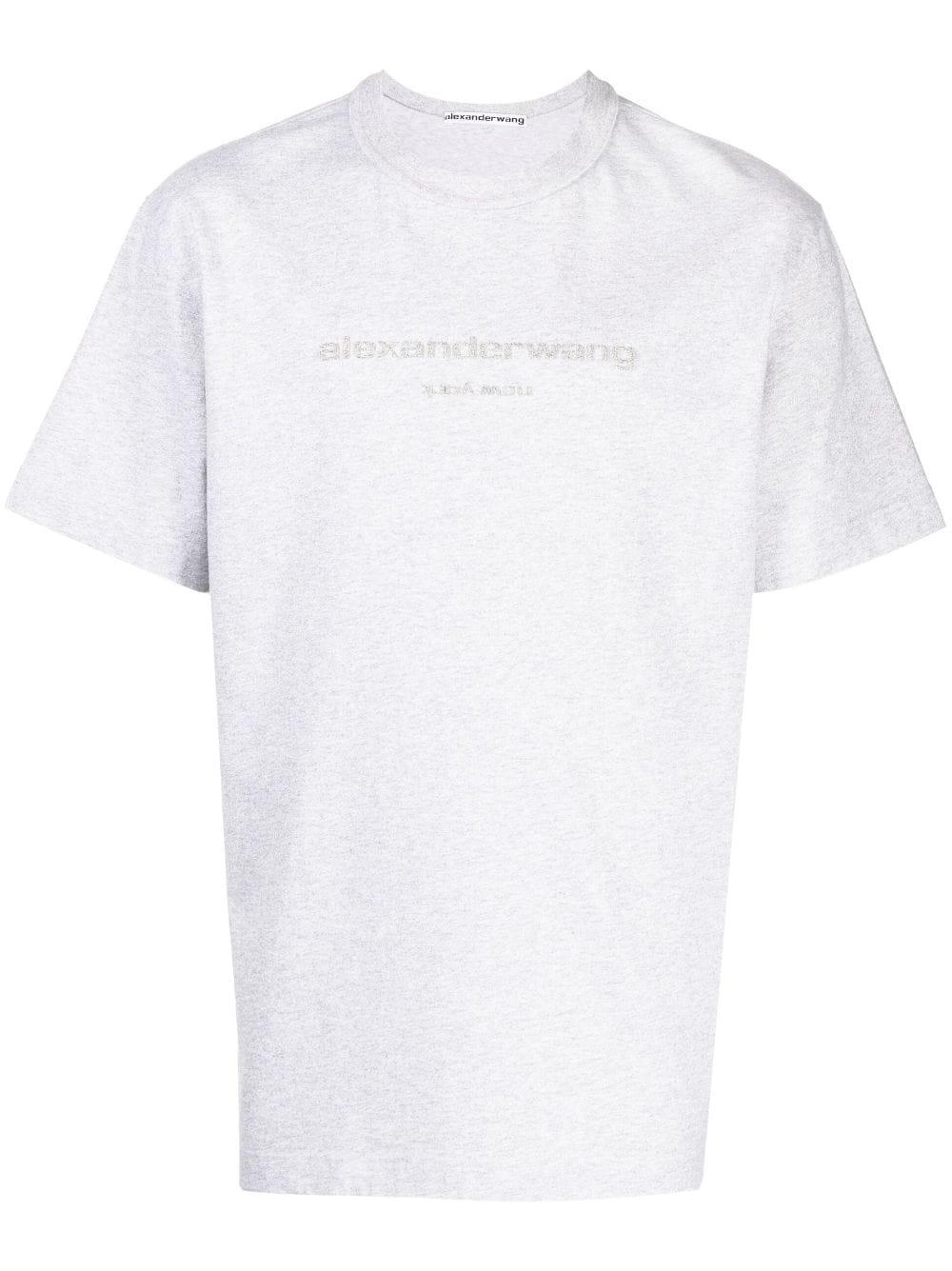 Alexander Wang - raised-logo glitter cotton T-shirt - unisex - Cotton - XXS - Grey