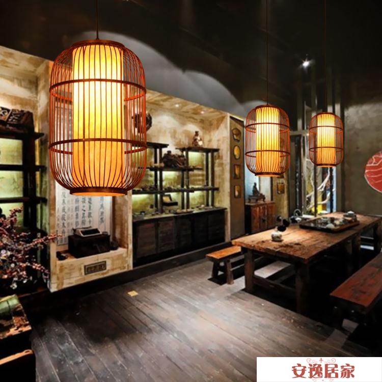 中式仿古鳥籠小吊燈餐廳竹編單頭飯店過道走廊玄關燈籠古典中國風