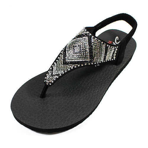 (A3)SKECHERS(女) 水鑽涼鞋 夾腳涼鞋 Meditation-Gypsy - 31769BLK 黑[陽光樂活]