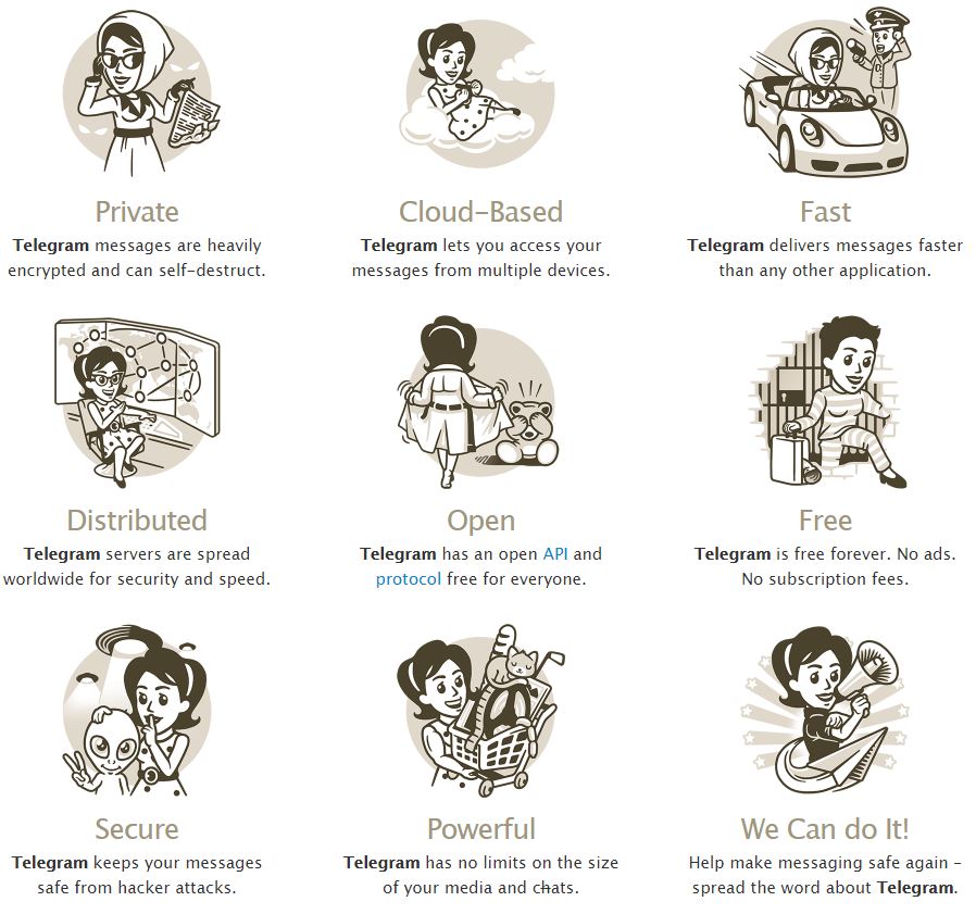 隱私、雲端、迅速、開放、免費、安全，這些都是 Telegram 無法遭到忽視的優勢。