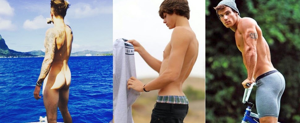 男孩翹而結實的小蜜桃，讓人看了好想咬一口～