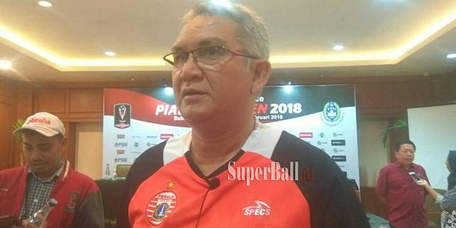 Ketua Umum The Jakmania, Tauhid Indrasjarief, di Hotel Sultan, Jakarta, Kamis (15/2/2018).