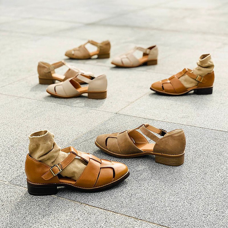 阿爸的涼鞋 魚骨編織平底涼鞋