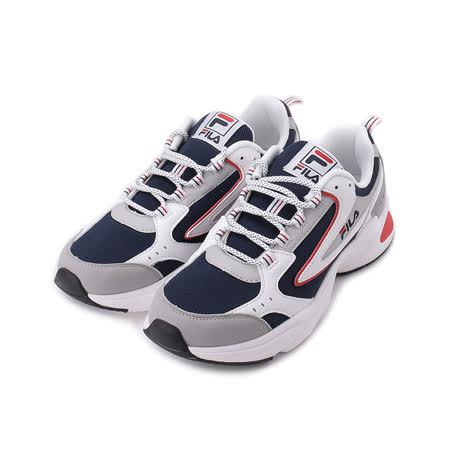 FILA 復古拼接休閒跑鞋 白藍灰 1-J910V-123 男鞋