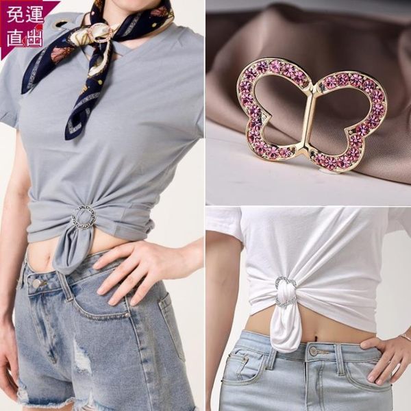 胸針 衣角打結扣夏季正韓t恤扣環女衣服下擺創意裝飾夾百搭兩用絲巾扣