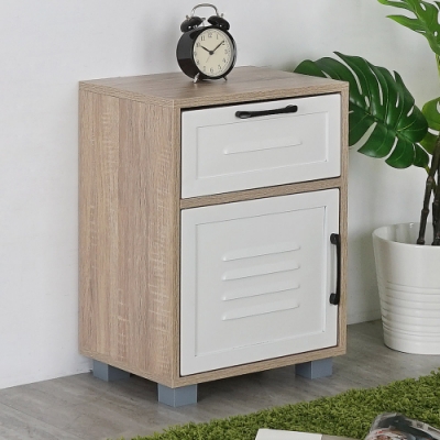 鋼製X木製，異材質搭配 一抽屜一門櫃，多元收納 百葉門片設計，透氣通風