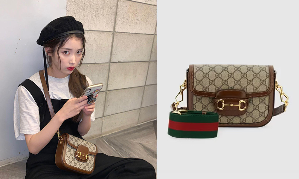 #IU同款包款：Gucci Horsebit 1955 mini帆布拼接皮革肩背包，NT80,100