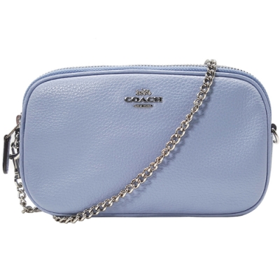 COACH 新款 雙層拉鍊相機包/鏈帶包/斜背包-粉藍