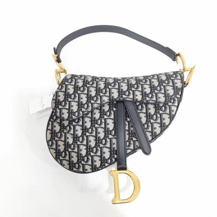 【雙12限時兩天! 刷樂天卡滿3萬登錄送3000刷卡金/再抽PS5!】【Go時尚】Dior Oblique Saddle 復古老花款 迪奧 馬鞍包 藍色 中款