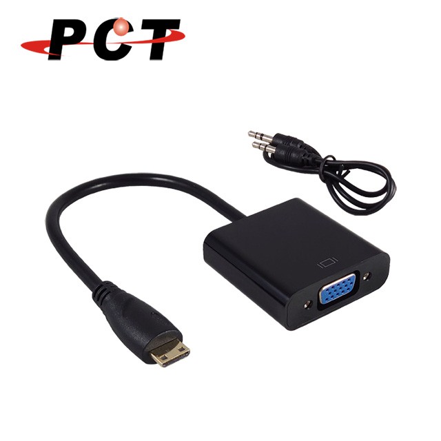 【PCT】Mini HDMI to VGA+3.5mm音源 螢幕轉接線(HVA11m)Mini HDMI to VGA 轉接線適用於多款平板電腦 / NB / 電腦等具有 Mini HDMI (C-t
