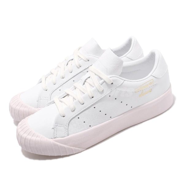 adidas 休閒鞋 Everyn W 白 金 復古奶油底 金標 厚底 餅乾鞋 基本款 女鞋【PUMP306】 DB2740