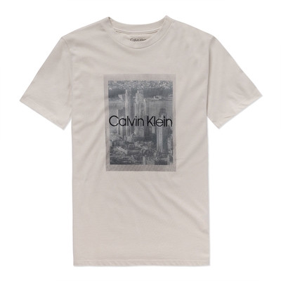 Calvin Klein CK 熱銷印刷城市圖案短袖T恤(女)-淺米黃色