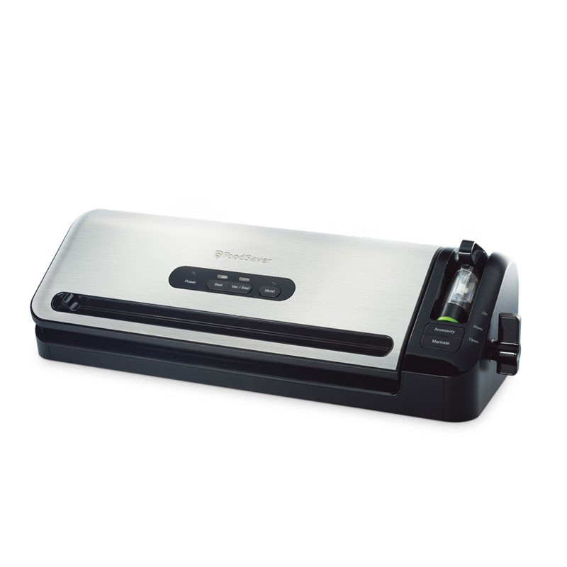 內建真空配件埠，可用夾鏈袋及真空盒 醃漬模式 外顯式裁刀 不锈鋼表面 內建真空卷儲存槽 乾濕設定 可拆式集屑盤 防壓碎快速封口鍵商品型號:FM3941商品保固:1年