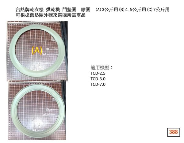 台熱牌乾衣機/烘乾機✿門墊圈/膠圈✿(A) 3公斤用 可依據舊墊圈外觀來選購所需商品