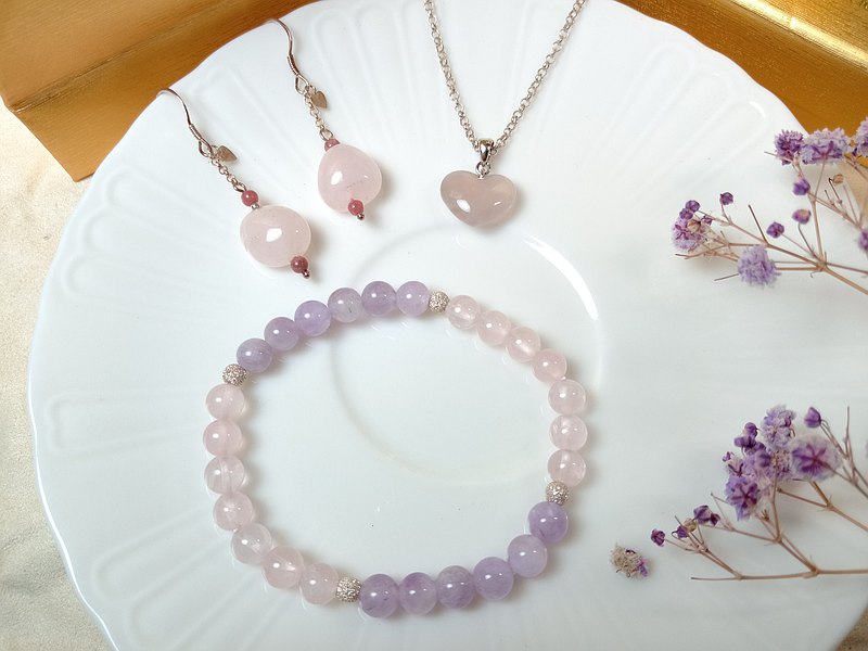 五倍券優惠【特別優惠福袋】-飾品套裝組/耳環+手鍊+項鍊/粉紫心