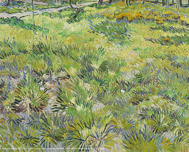 文森．梵谷（1853–1890）作品〈長草地與蝴蝶〉，1890年創作。圖片版權：英國國家藝廊c