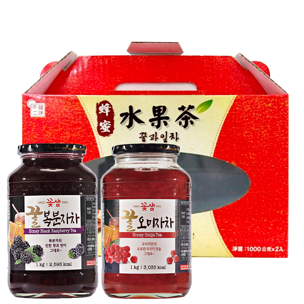 韓味不二花泉蜂蜜 果茶禮盒1kg x 2入 多種口味 (覆盆子/石榴茶/五味子/梅實茶/百香果)