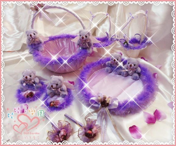 娃娃屋樂園~紫色天使情人紫色喜糖籃8件組 每組1800元/喜糖籃/簽名筆/婚禮小物/二次進場