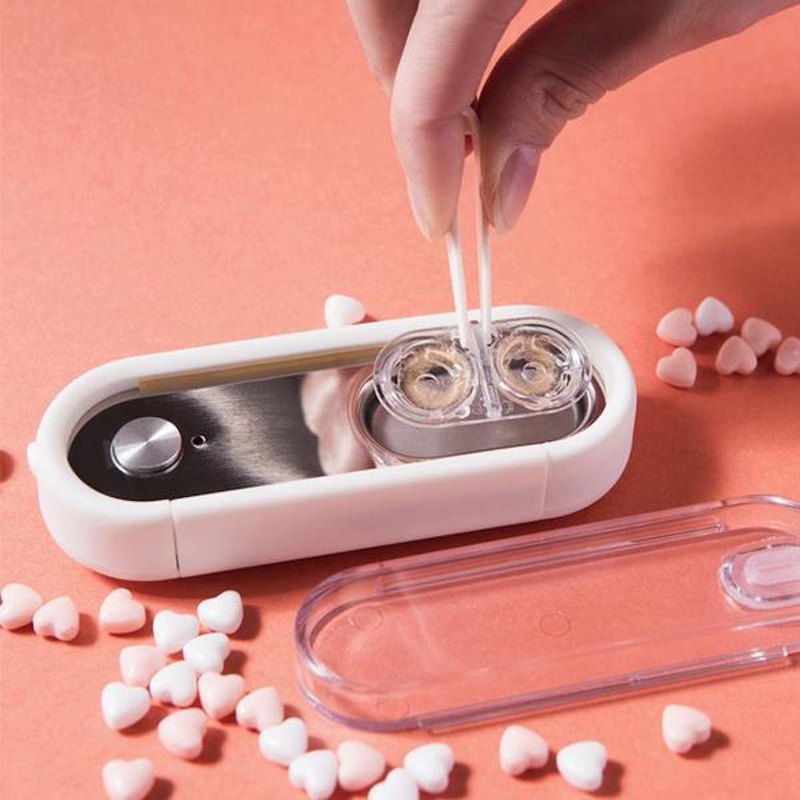 多功能合一便攜式超聲波美瞳 隱形眼鏡清洗器 深度呵護隱形眼鏡有效清除淚蛋白 ✔食品級不鏽鋼內膽材質 無菌更安全 ✔200%清潔力 高頻振動清洗 ✔內置儲液槽 ✔1/3手機大小 ✔簡約設計 一鍵操作輕鬆