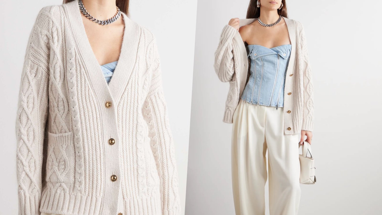 PALM ANGELS Fisherman cable-knit cardigan