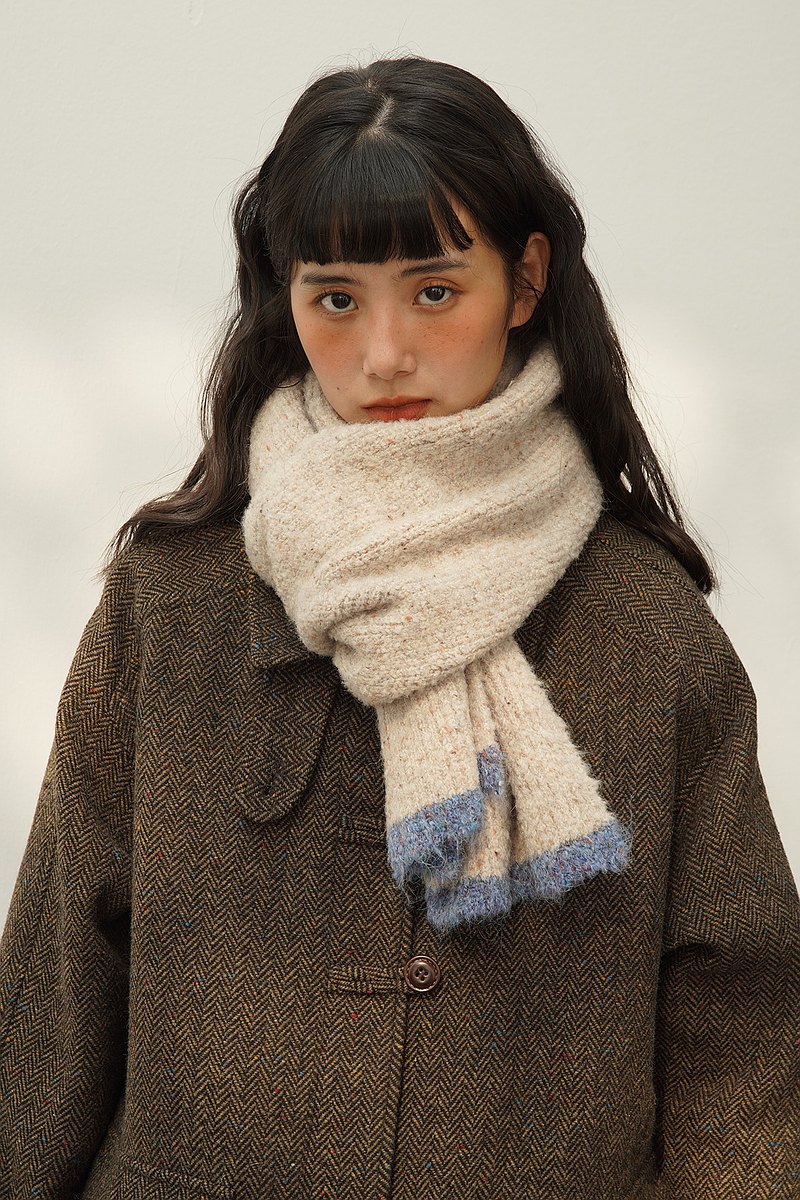 oddmaker彩粒圈圈紗圍巾女冬季2022新款百搭圍脖針織長款保暖圍巾