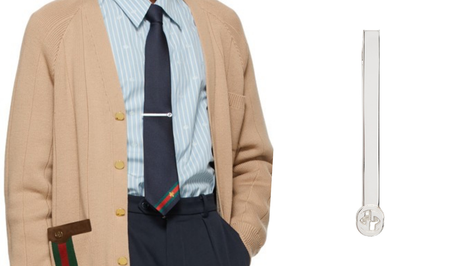 GUCCI 銀色 Interlocking G 領帶夾