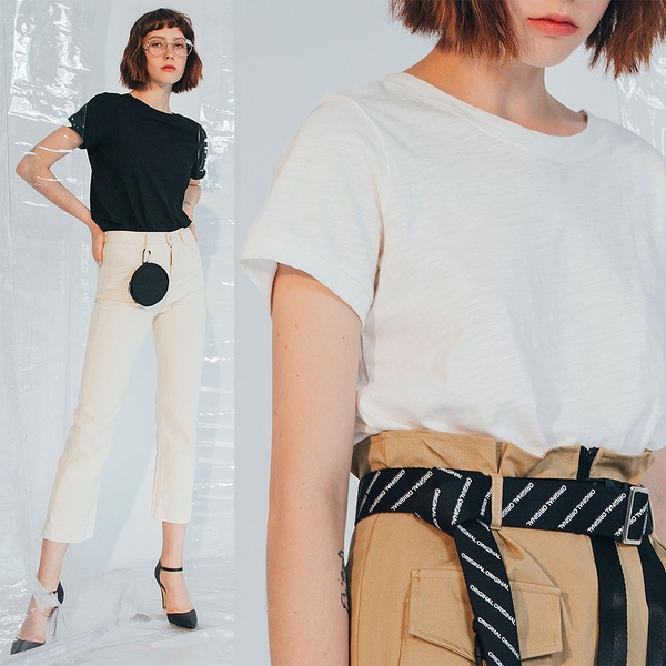 Who Cares 圓領短版素色T (三色可選：黑、白、橘紅）