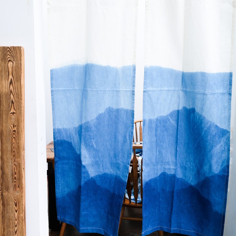 青山門簾手工草木染藍染indigo亞麻中式日式隔斷簾子聖誕禮物新年