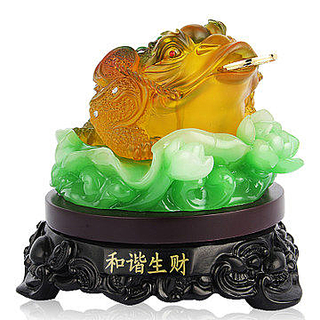 【中】和諧生財琉璃招財金蟾擺件