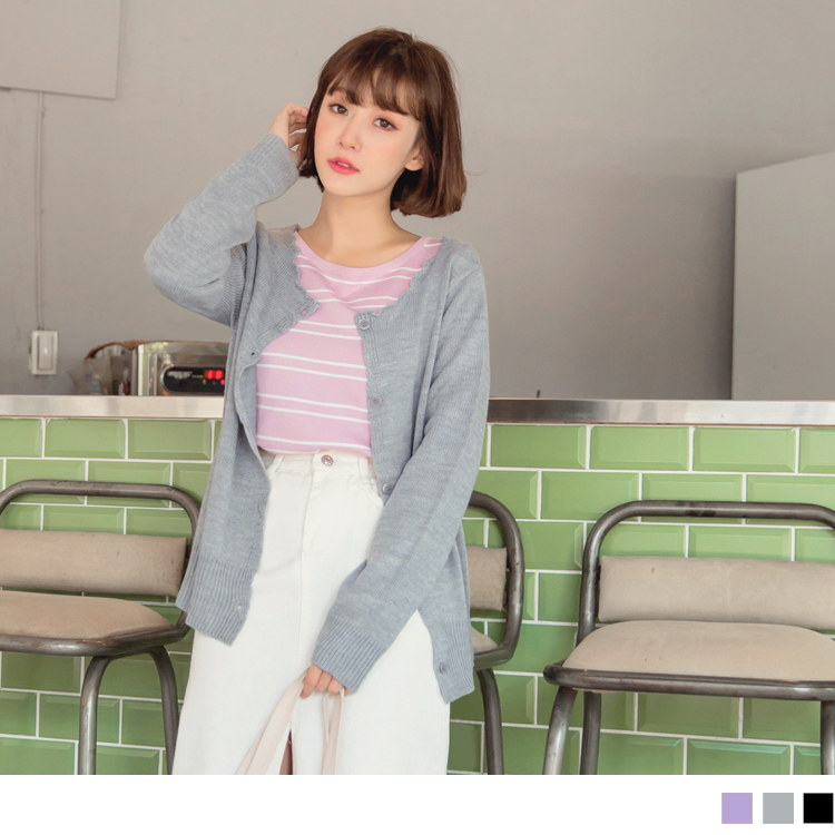 造型領口鈕釦針織外套/罩衫