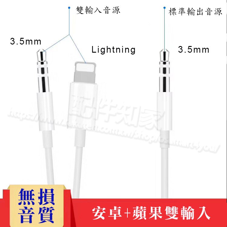 【二合一】蘋果 Apple Lightning 轉 3.5mm *2 公頭 二合一音頻線/AUX音源轉接線/iPhone/iPad-ZW