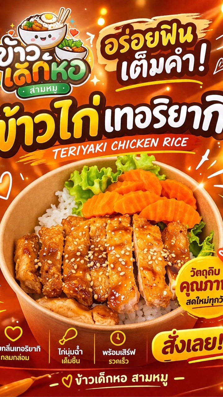 ข้าวเด็กหอ ไก่เทริยากิ