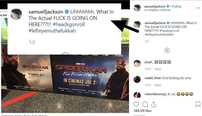 《蜘蛛人：離家日》戲院海報將眼罩戴錯邊，山繆傑克森：？？？