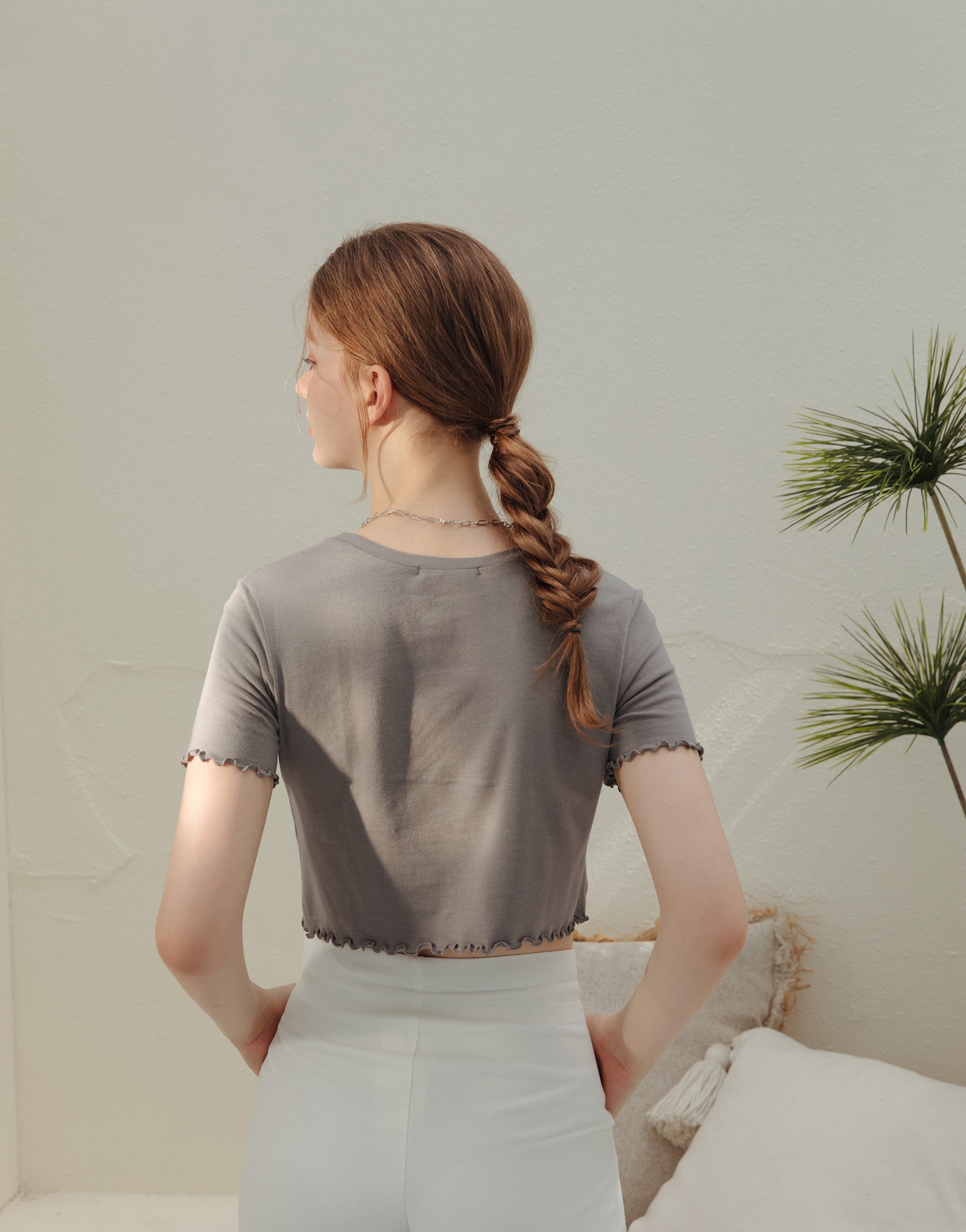 台灣製造/PAZZO自訂開發布料/親膚柔棉面料/袖口下襬捲捲邊造型