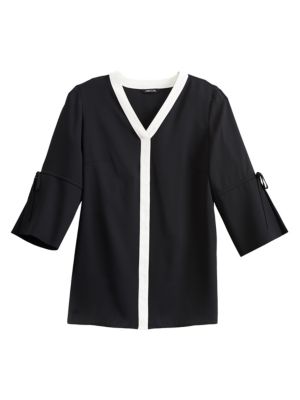 Delicate tie sleeves and gorgeous crepe de chine make this elegant blouse a timeless beauty. In clas