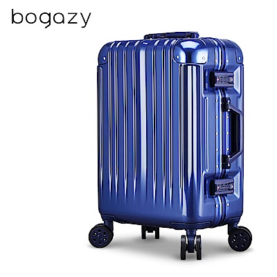 Bogazy 迷幻森林III 26吋鋁框新型力學V槽鏡面行李箱(軍艦藍)