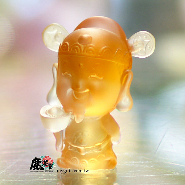 理財達人-財神爺‧士農工商齊護佑‧招財進寶福滿門‧屬於彩色的水晶琉璃含量24﹪以上‧作法：脫臘技法